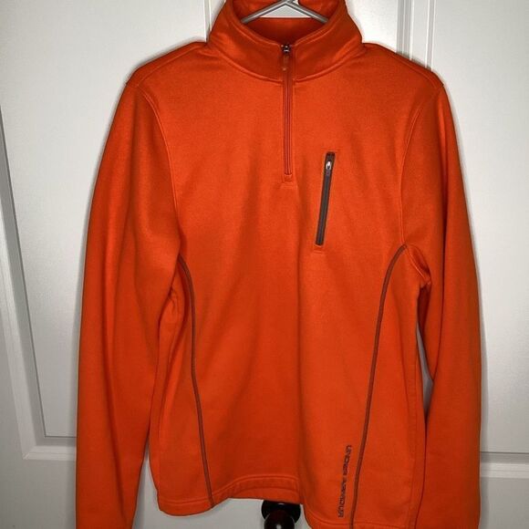 Mens Under Armour 1/4 zip Thermal fleece pullover Orange‎ small - Picture 1 of 6